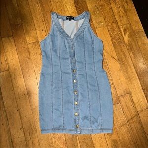 Forever21 fitted button up tank top jean dress
